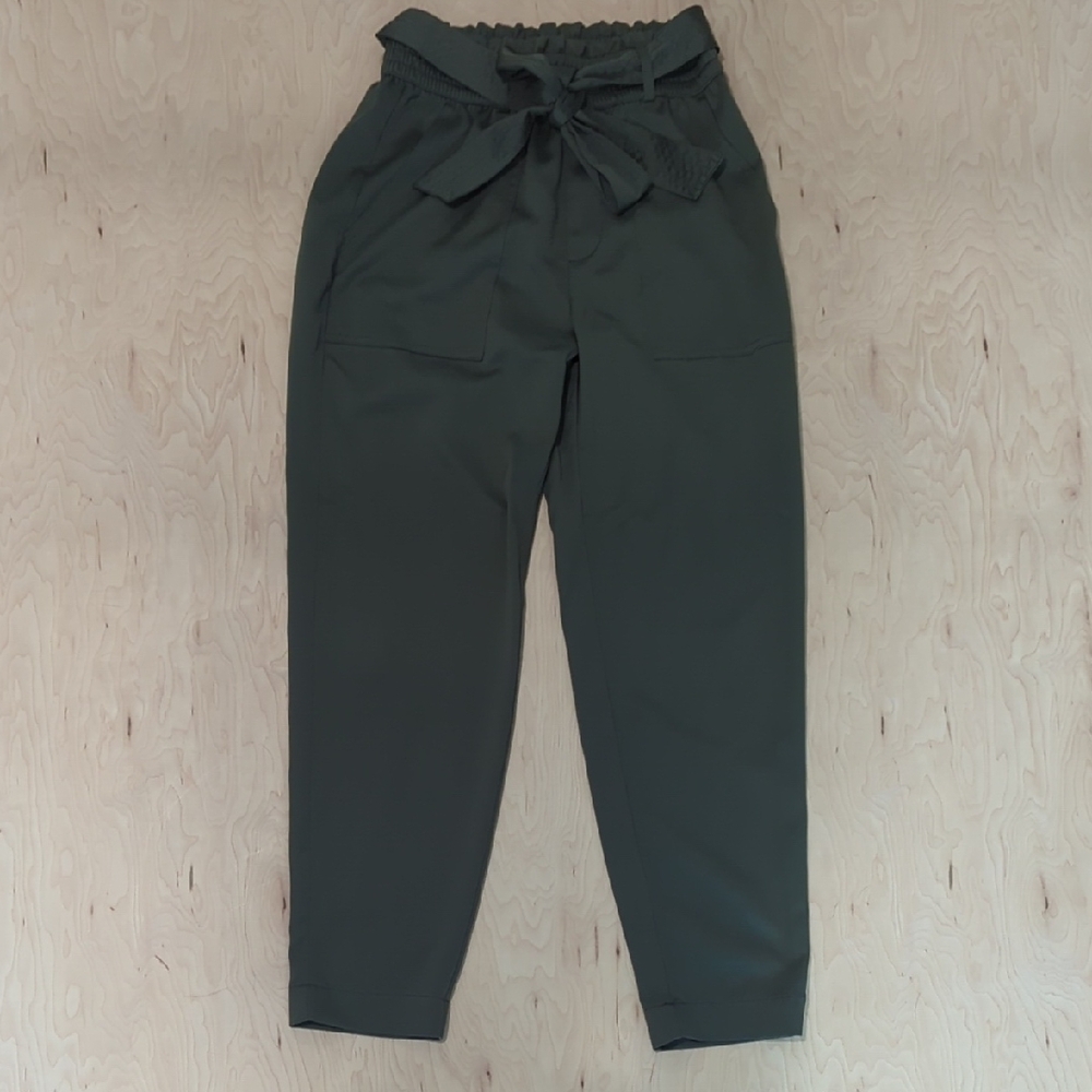 Abercrombie & Fitch Dark Green Tie-Waist Trousers